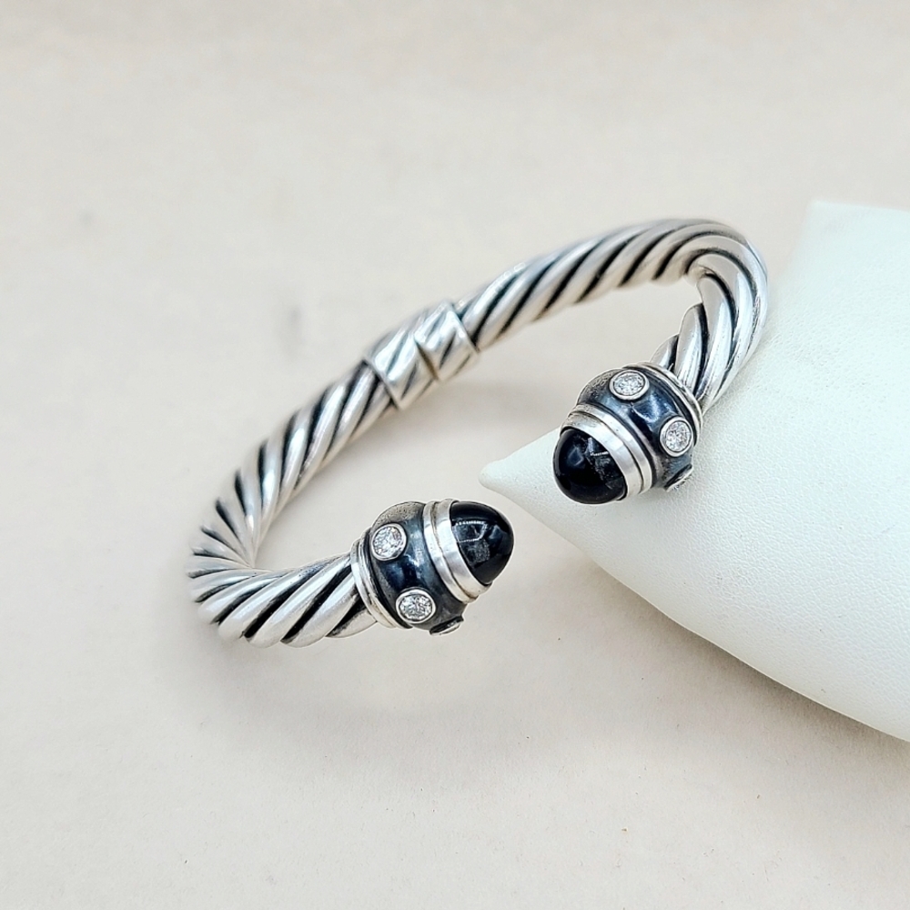 David Yurman Renaissance Bracelet With Black Onyx And Diamonds